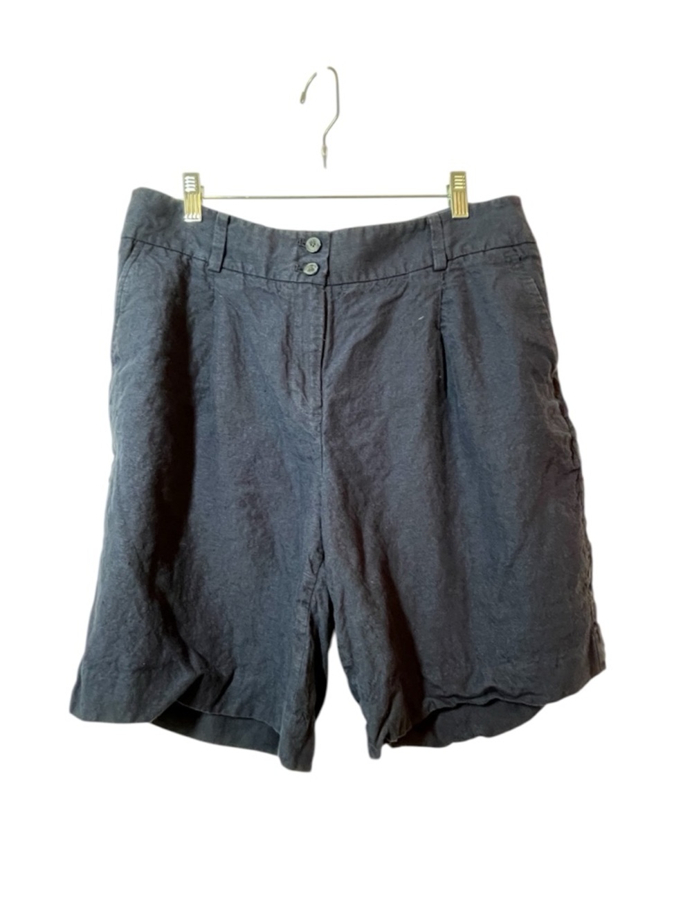 Talbots Navy 100% Linen Bermuda Shorts size 12